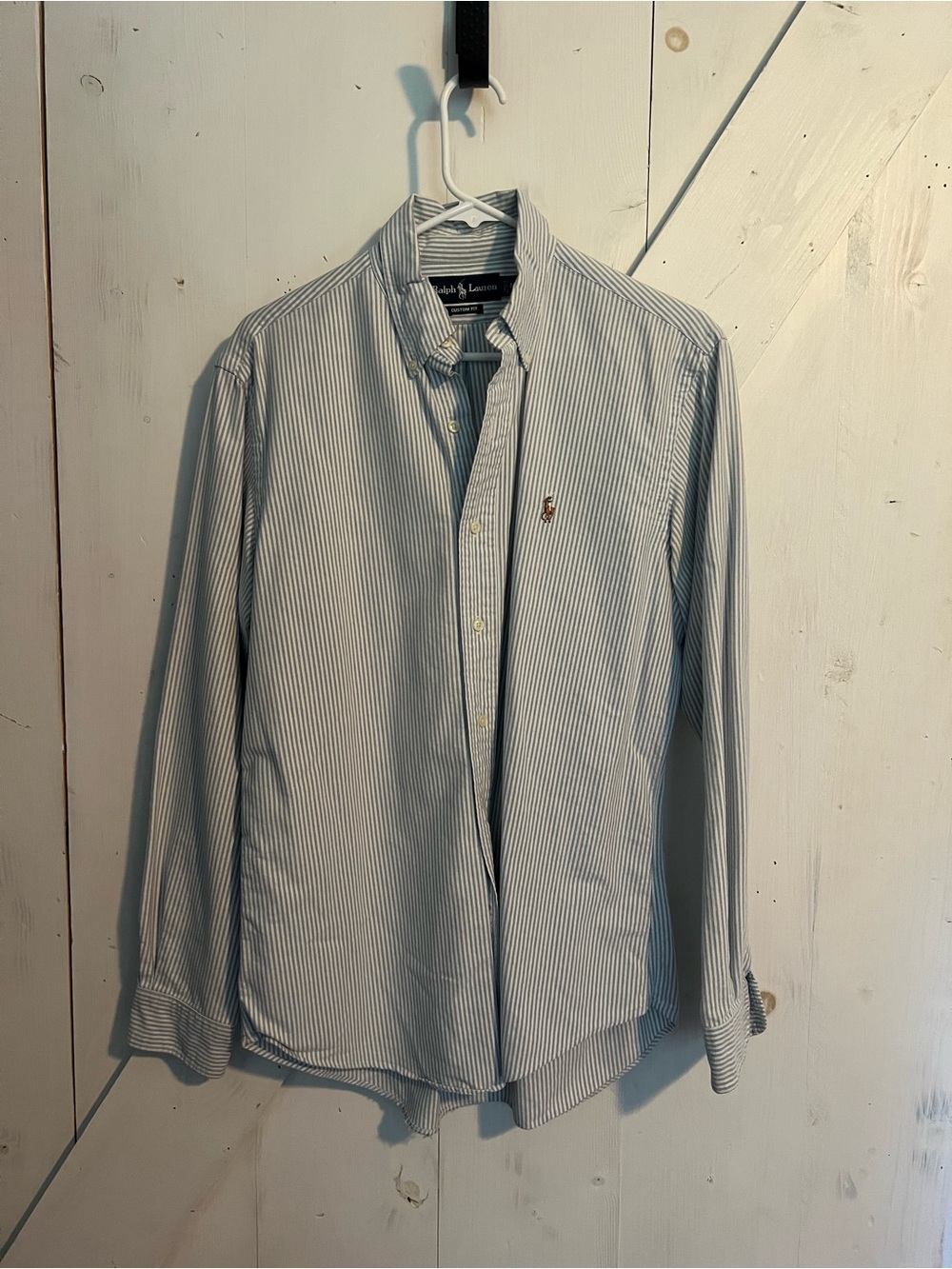 Ralph Lauren Blue and White Striped Button-Down Shirt